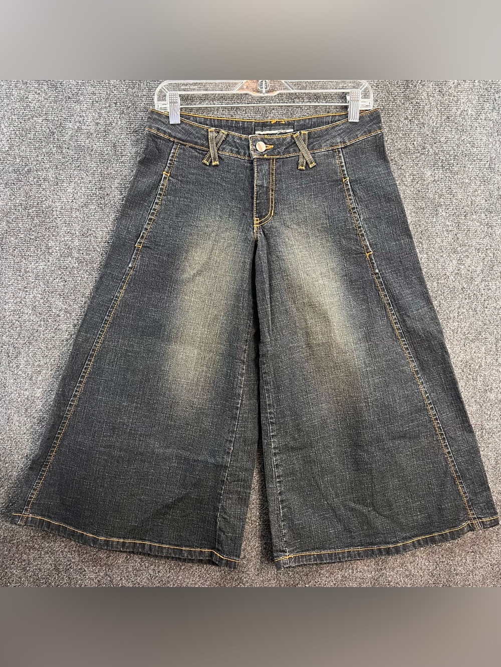 Vtg Bebe Denim Culottes Gaucho Pants Small Cropped USA Made Bareback Y2K RARE